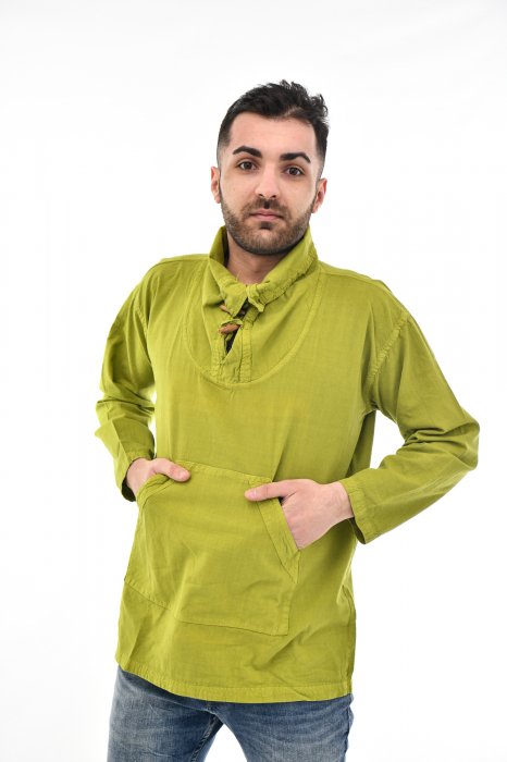 Hanorac soft cotton cu marsupiu - Lime [3]