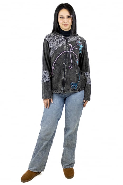 Hanorac subtire din bumbac cu broderie florala [2]