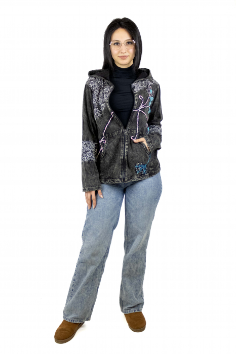 Hanorac subtire din bumbac cu broderie florala [5]