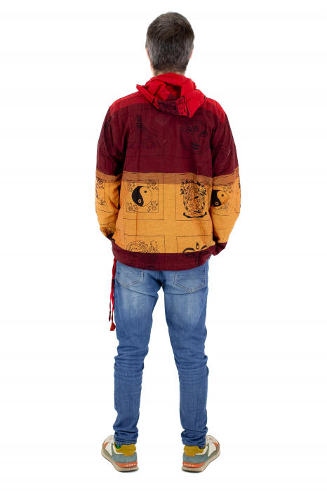 Hanorac unisex cu print si nasturi de lemn - Albastru Inchis [7]
