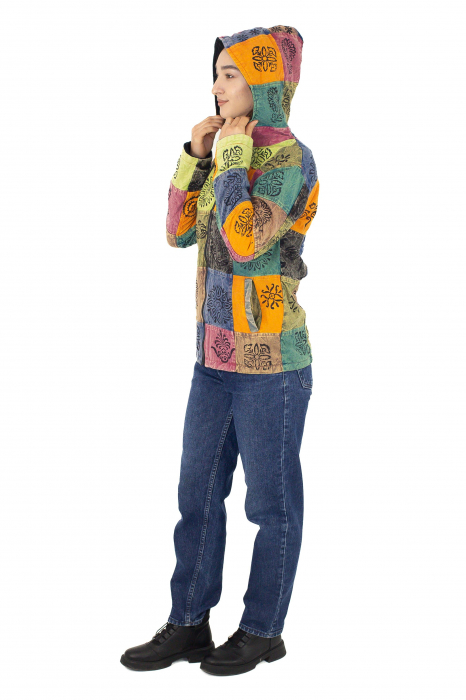 Hanorac unisex din bumbac și polar petice colorate - Multicolor [11]