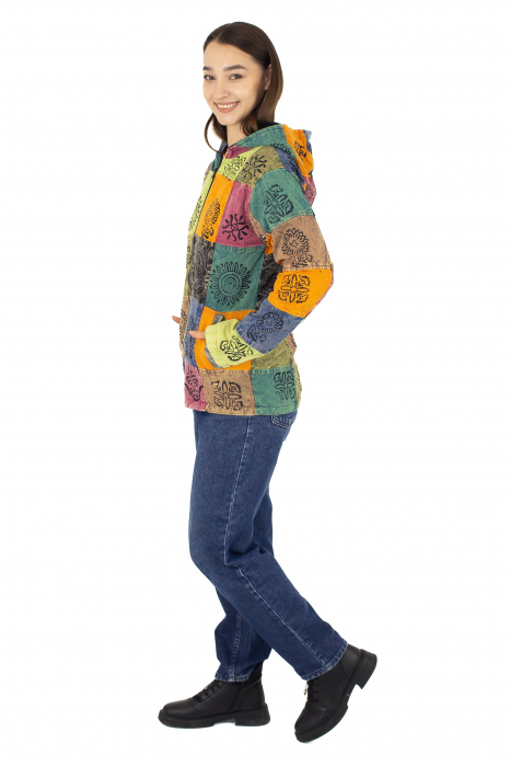 Hanorac unisex din bumbac și polar petice colorate - Multicolor [8]