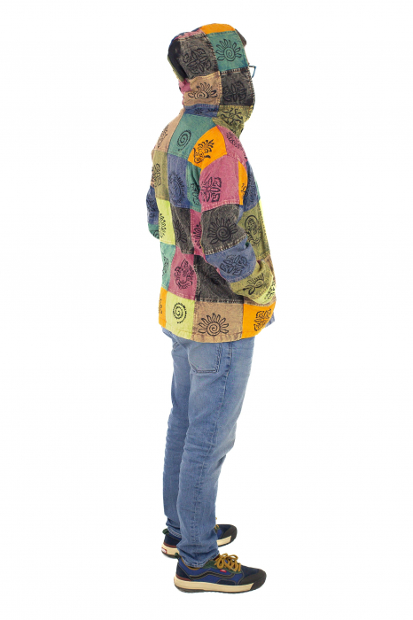 Hanorac unisex din bumbac și polar petice colorate - Multicolor [9]