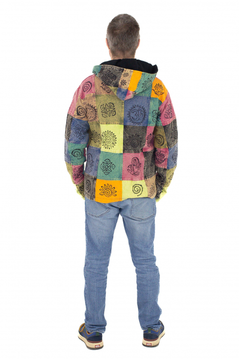 Hanorac unisex din bumbac și polar petice colorate - Multicolor [10]