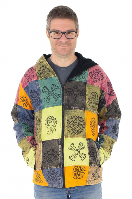 Hanorac unisex din bumbac și polar petice colorate - Multicolor [2]