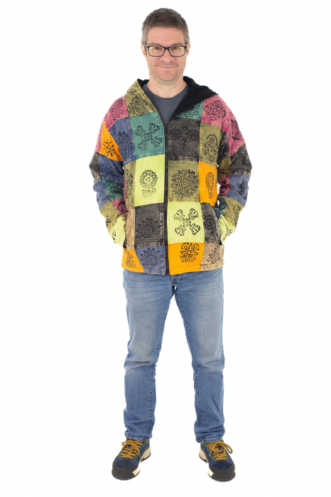 Hanorac unisex din bumbac și polar petice colorate - Multicolor [5]