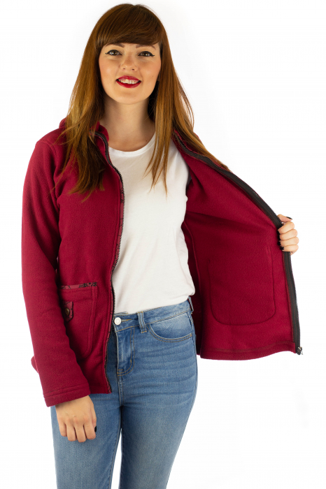 Hanorac visiniu cu gluga si fermoar [6]