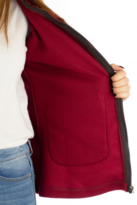 Hanorac visiniu cu gluga si fermoar [7]