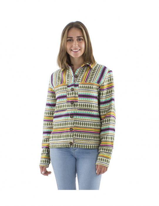 Jachetă damă cu model colorat - Khaki [3]