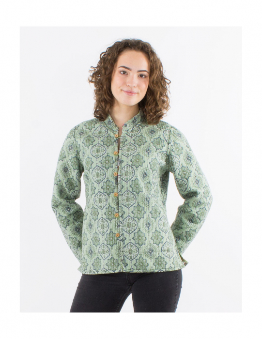 Jachetă damă matlasată cu două fețe - Khaki [5]
