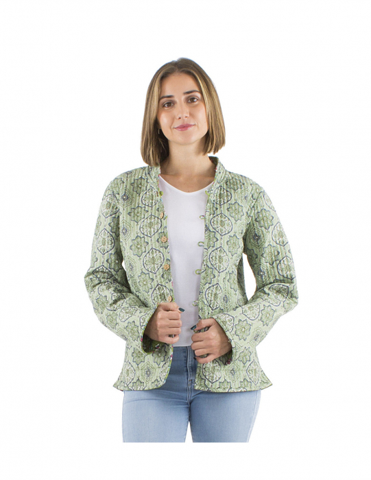 Jachetă damă matlasată cu două fețe - Khaki [7]
