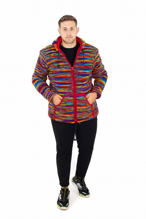 Jachetă de lână - Cu dungi multicolore [9]