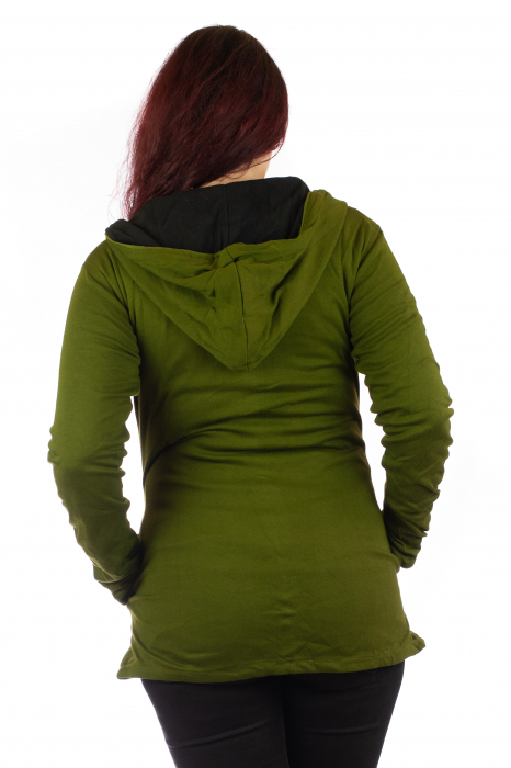 Jacheta de toamna cu print floral - Verde inchis [5]