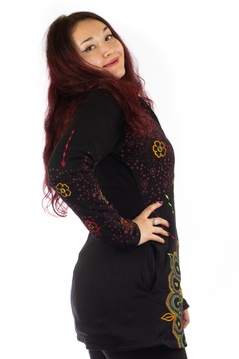 Jacheta de toamna cu print floral - Negru [4]