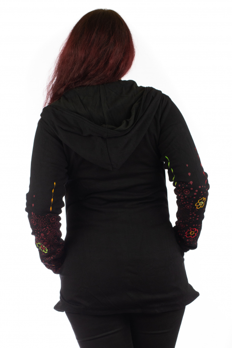 Jacheta de toamna cu print floral - Negru [6]