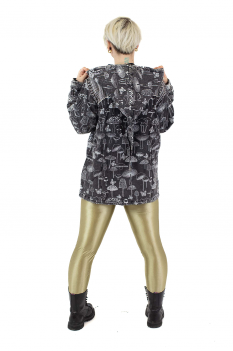 Jacheta din bumbac cu fermoar regular fit - Mushrooms - Negru [4]