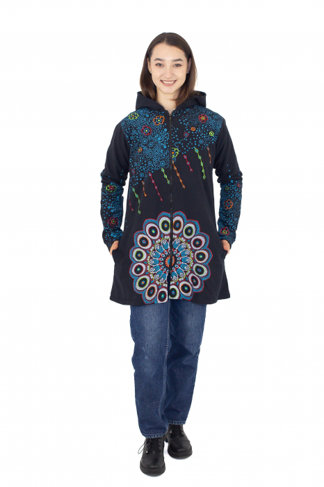 Jachetă din bumbac și polar Half Mandala - Negru [3]