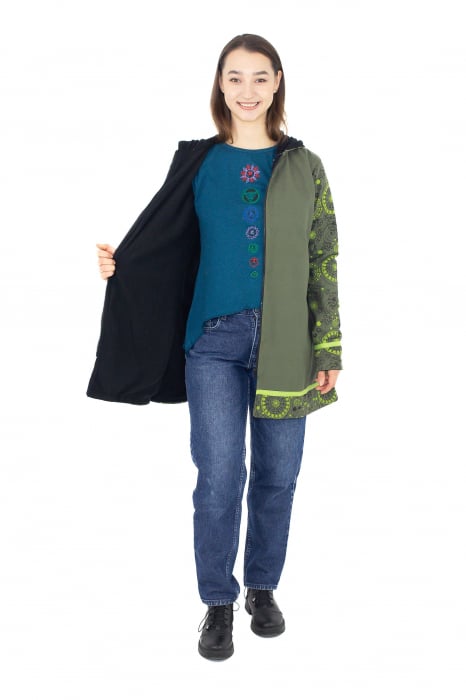 Jachetă din bumbac și polar Half Mandala - Verde [2]