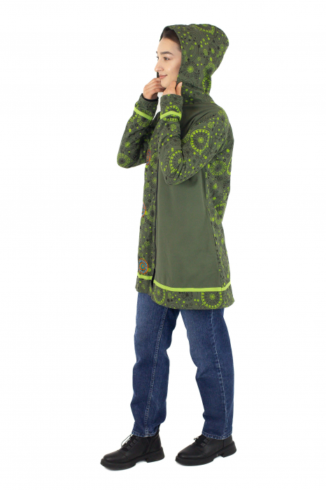 Jachetă din bumbac și polar Half Mandala - Verde [6]
