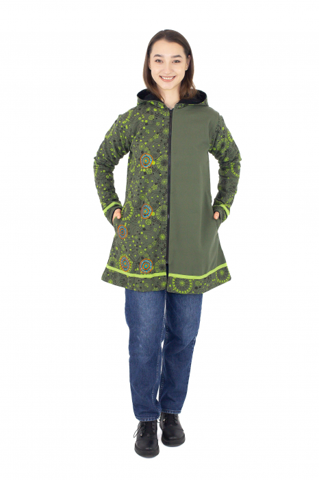 Jachetă din bumbac și polar Half Mandala - Verde [3]