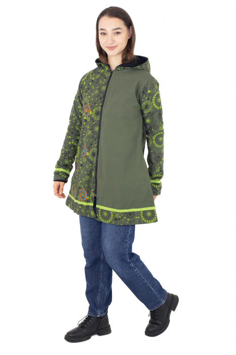 Jachetă din bumbac și polar Half Mandala - Verde [4]
