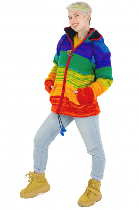 Jacheta din lana cu buzunare si captuseala polar- RAINBOW [9]