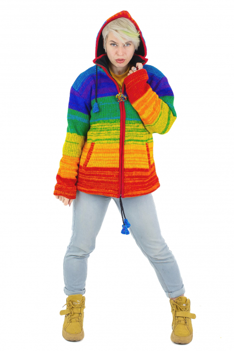 Jacheta din lana cu buzunare si captuseala polar- RAINBOW [6]