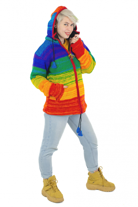 Jacheta din lana cu buzunare si captuseala polar- RAINBOW [7]