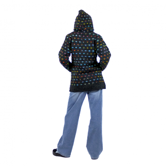 Jachetă lungă, cambrată, din lână, căptușită cu polar - Multicolor [3]