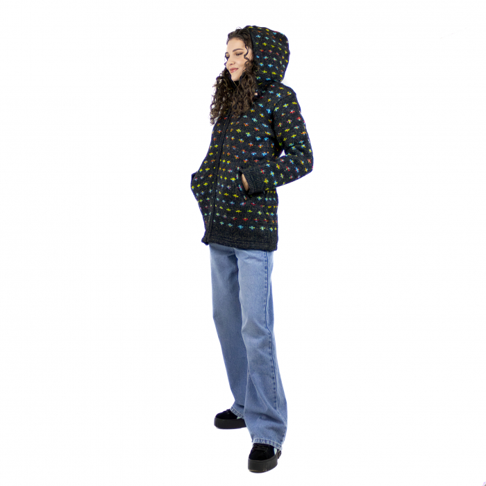 Jachetă lungă, cambrată, din lână, căptușită cu polar - Multicolor [2]