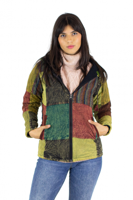 Jachetă patch din bumbac și polar - Multicolor [3]