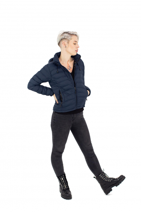 Jacheta scurta cu umplutura din tesatura reciclata – Bleumarin [3]