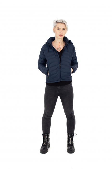 Jacheta scurta cu umplutura din tesatura reciclata – Bleumarin [2]