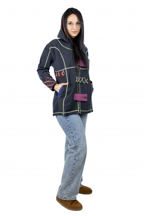 Jacheta cu print abstract - Negru [2]