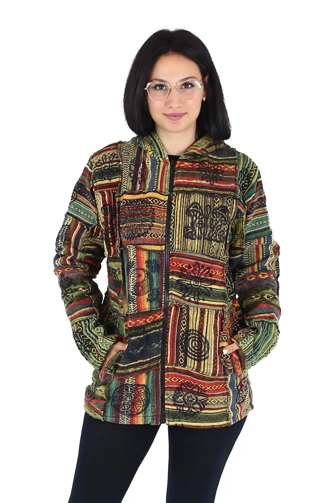 Jachetă unisex căptușită cu polar - Model Patch și Motive Hinduse 2 [2]