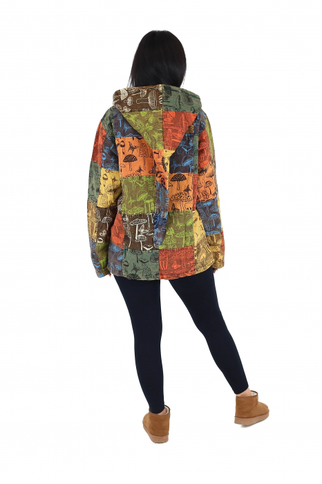 Jacheta unisex captusita cu polar - Model patch si print Mushroom [5]