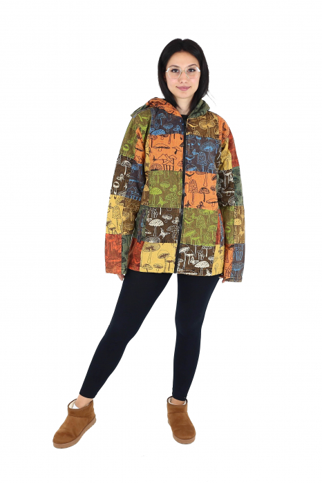 Jacheta unisex captusita cu polar - Model patch si print Mushroom [2]