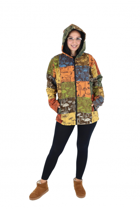 Jacheta unisex captusita cu polar - Model patch si print Mushroom [3]
