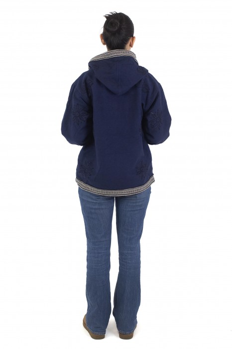 Jacheta unisex din bumbac si polar si polar cu print Mustar [8]