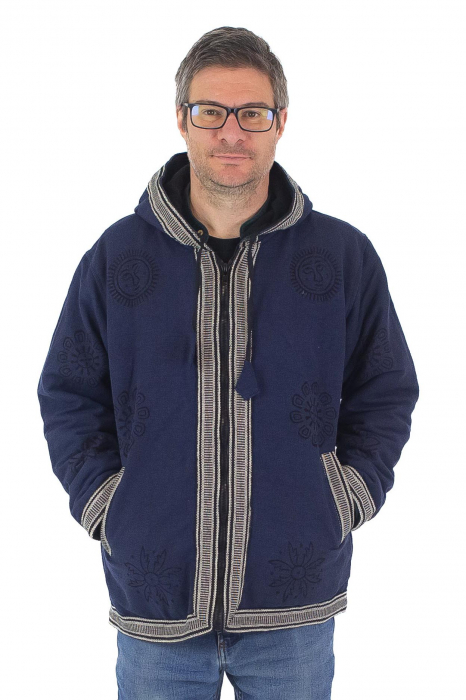 Jacheta unisex din bumbac si polar si polar cu print Mustar [3]