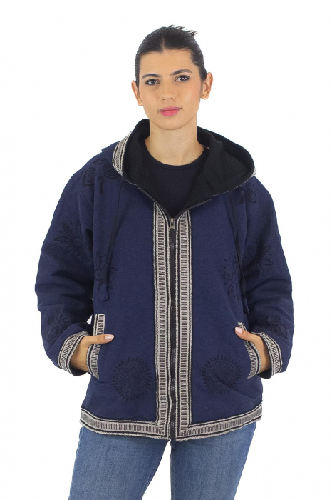 Jacheta unisex din bumbac si polar si polar cu print Mustar [2]