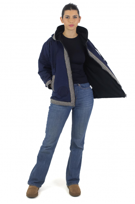 Jacheta unisex din bumbac si polar si polar cu print Mustar [5]