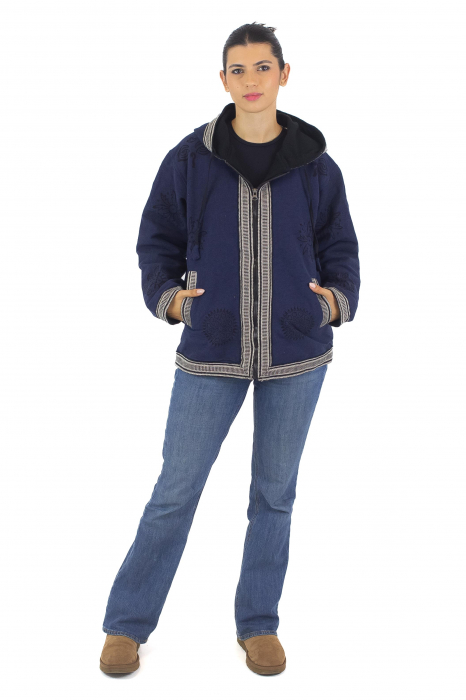Jacheta unisex din bumbac si polar si polar cu print Mustar [7]