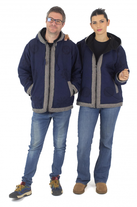 Jacheta unisex din bumbac si polar si polar cu print Mustar [4]