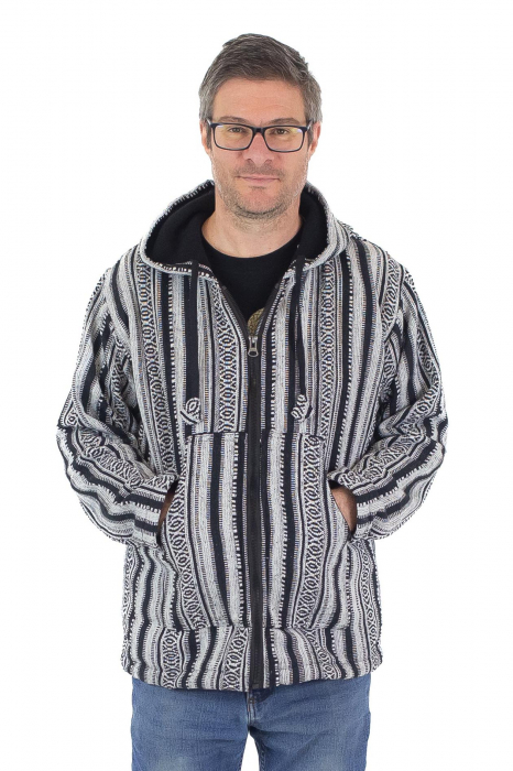 Jacheta unisex gheri din bumbac si polar - Negru [3]