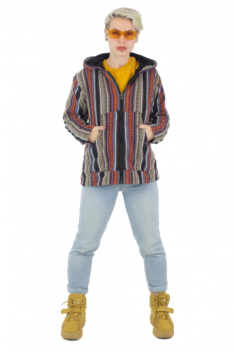 Jacheta unisex gheri din bumbac si polar - Rosu [5]