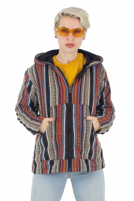 Jacheta unisex gheri din bumbac si polar - Rosu [3]