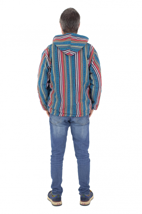 Jacheta unisex gheri din bumbac si polar - Turquoise [10]