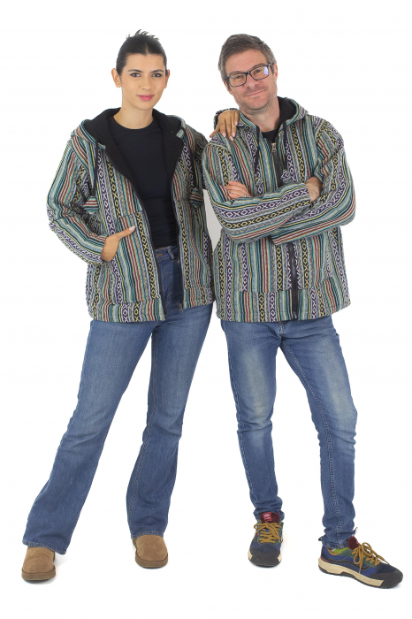Jacheta unisex gheri din bumbac si polar - Verde [6]