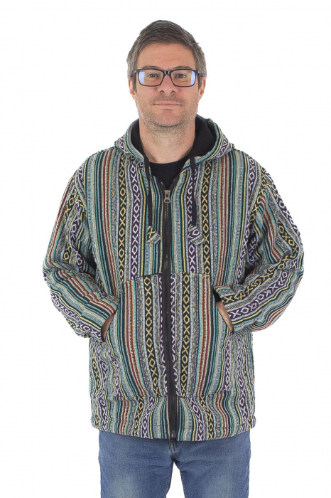 Jacheta unisex gheri din bumbac si polar - Verde [3]
